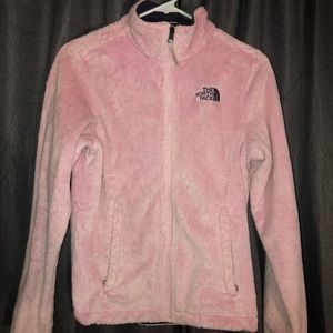 Women’s Light Pink Fuzzy NorthFace Jacket